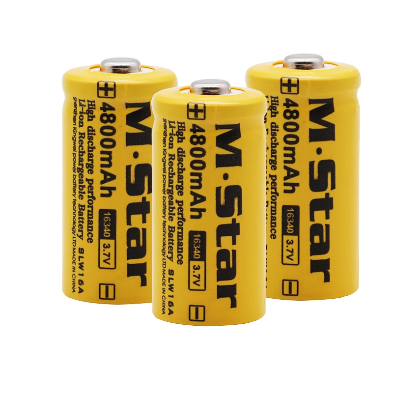 High Capacity 4800mAh Rechargeable 3.7V Li-ion 16340 Batteries CR123A Battery For LED Flashlight | Электроника