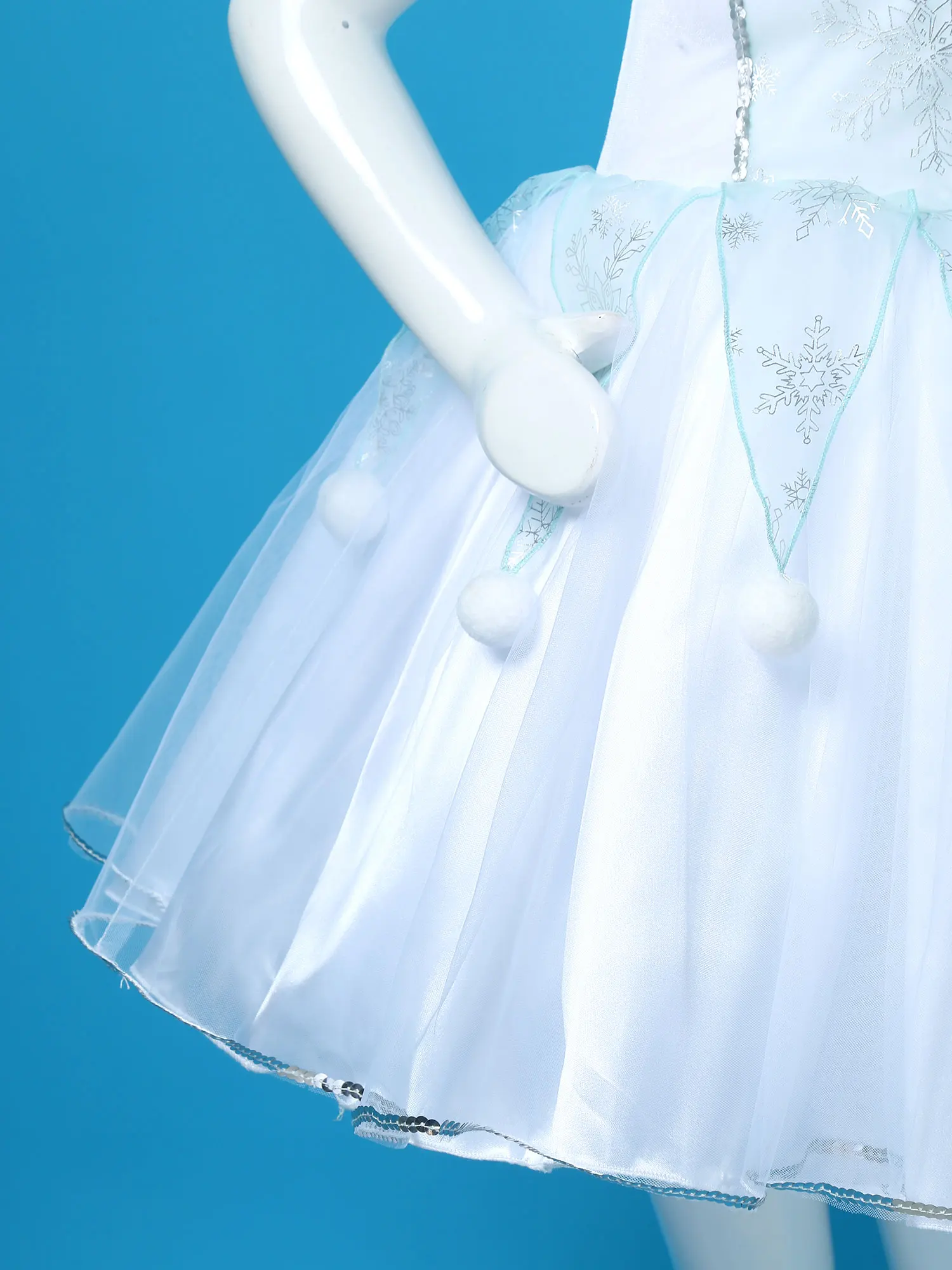 Детское платье для косплея девочек с принтом снежинок Сетчатое платье-пачка без