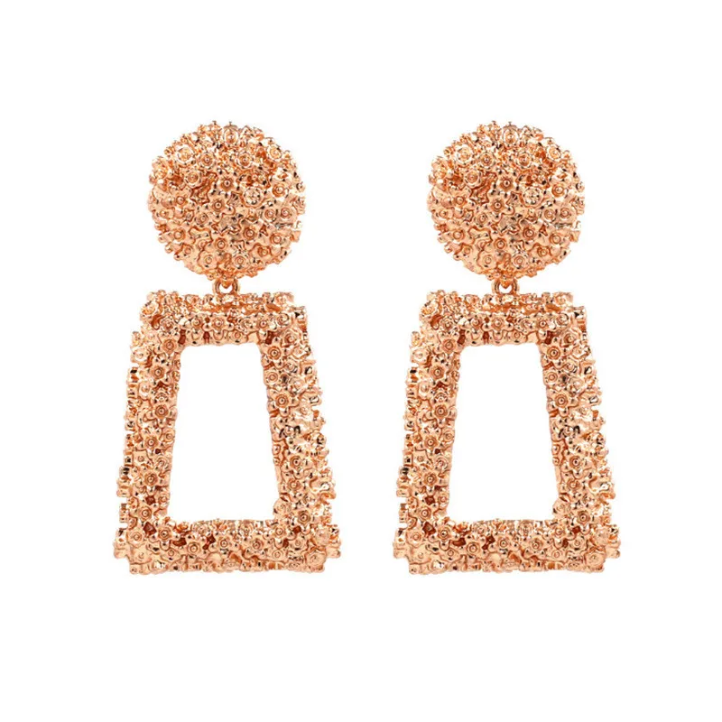 Fashion Statement Earrings Big Geometric Earrings For Women Hanging Drop Earing Women Jewelry Gift - Окраска металла: Rose Golden