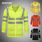 Мужская толстовка с капюшоном, светоотражающая Толстовка в полоску на молнии, повседневная флисовая толстовка для весны и осени, 2020