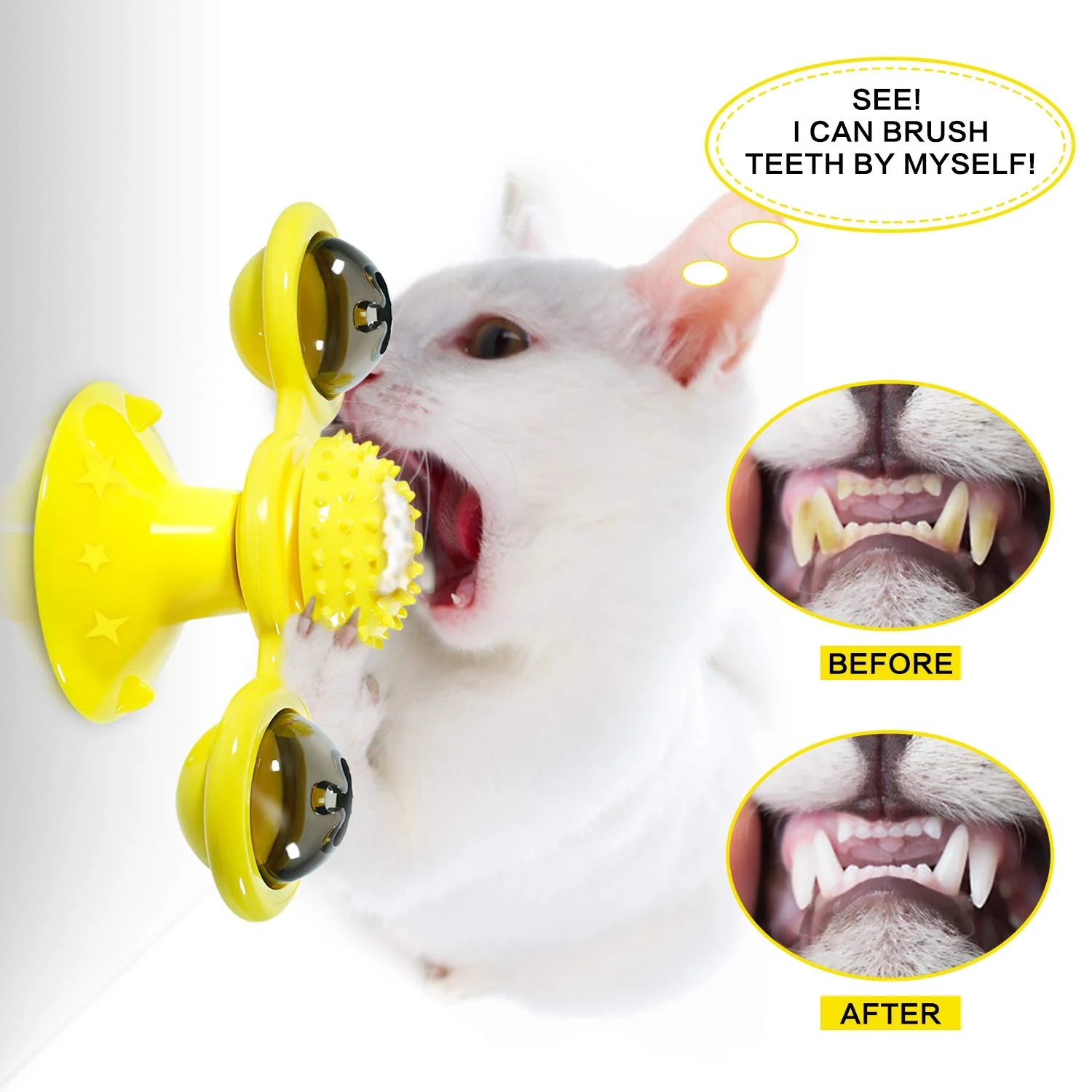 

Interactive Windmill Cat Toys Portable Scratch Hair Brush Grooming Shedding Massage Suction Cup Catnip Cats Puzzle Training Toy