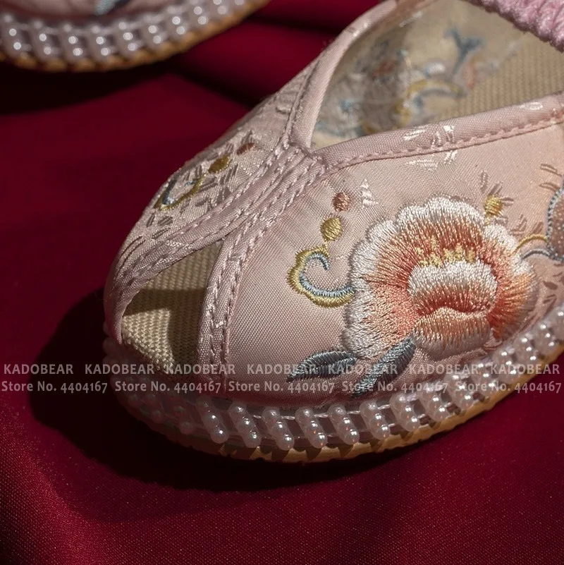 Детская традиционная китайская обувь с цветочной вышивкой Hanfu Yue Opera Обувь в