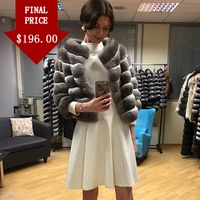 real rex rabbit fur coat winter jacket 2020 new fashion short outwear chinchilla color in stock