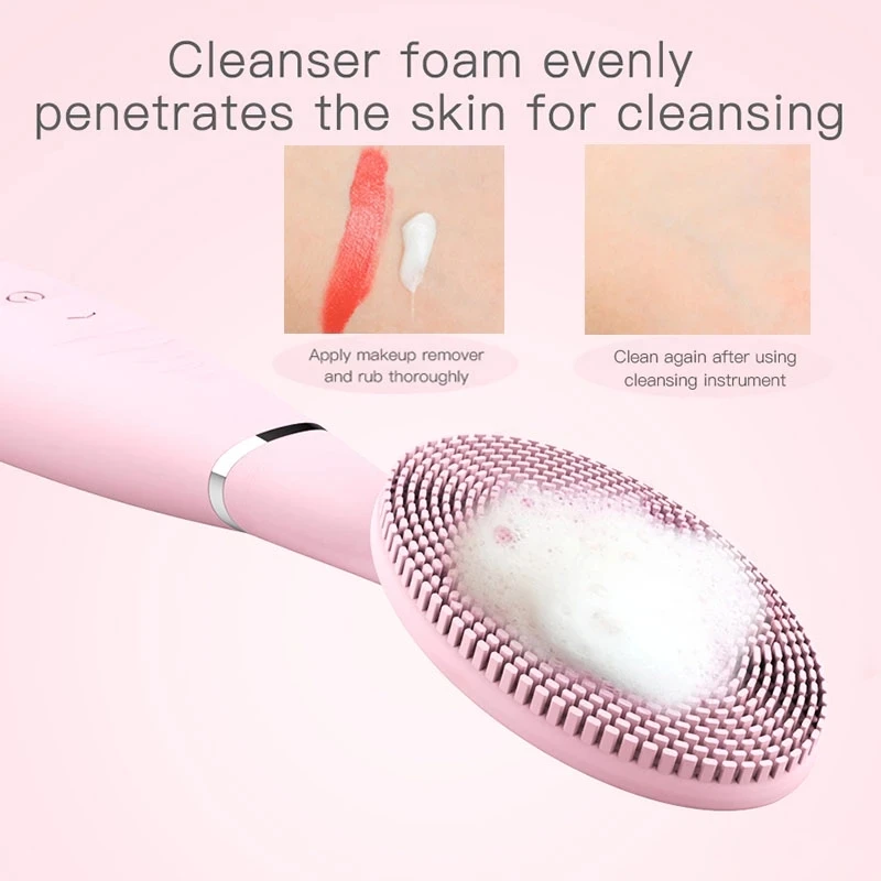 

Facial Cleanser USB Rechargeable Brush Silicone Waterproof Pore Cleaner Washing Brush Skin Massager Face Cleansing Brush