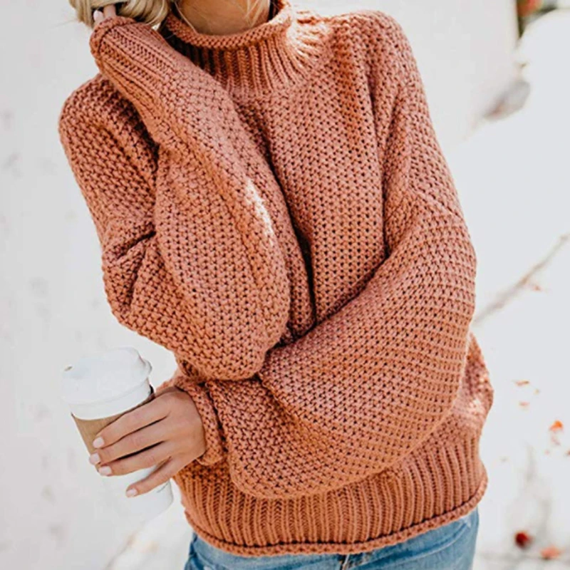 

Womens Turtleneck Oversized Sweaters Long Sleeve Pullover Loose Knit Jumper