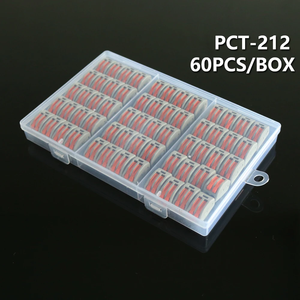 BOX-PCT-212-N60 222-413 PCT-213 PCT213 2 3 штыревой полюс, универсальный компактный проводной разъем проводки, проводниковый блок 222-412 PCT-212 PCT212 - Цвет: BOX-PCT-212-N60