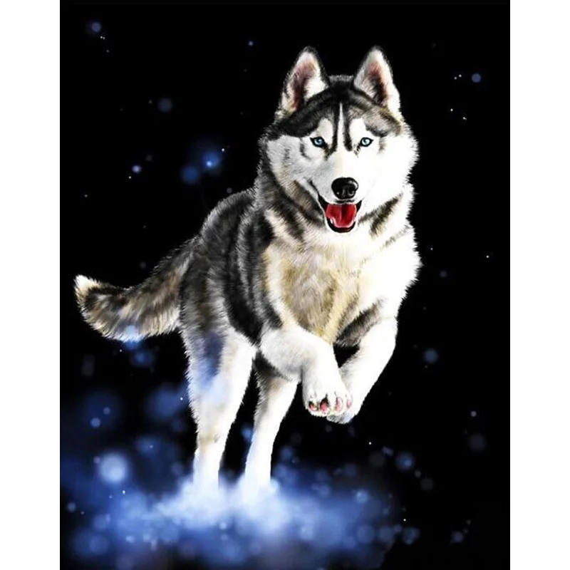 Luminous Wolf Paint By Numbers Coloring Hand Painted Home Decor Kits Drawing Canvas DIY Oil Painting Pictures By Numbers