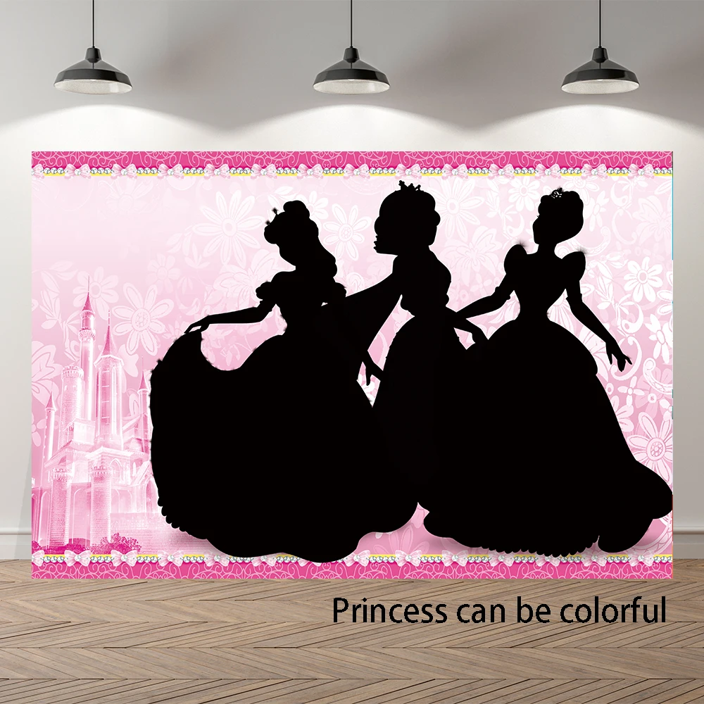 

Seekpro Princess Pink Castle Cartoon Girls Baby Shower Backdrop Customized Kids Birthday Party Decorations Background Photocall