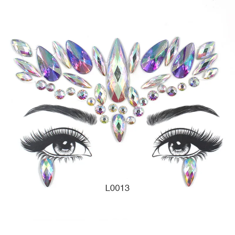 Colorful Rhinestone Face Stickers For Women Party Decor Eye Drill Stick Acrylic Sticker Diamond Crystal | Дом и сад