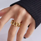 Женское кольцо из нержавеющей стали с кубинской цепью, винтажное Золотое кольцо в стиле хип-хоп геометрической формы, массивное Ювелирное Украшение на палец, Подарочная бижутерия