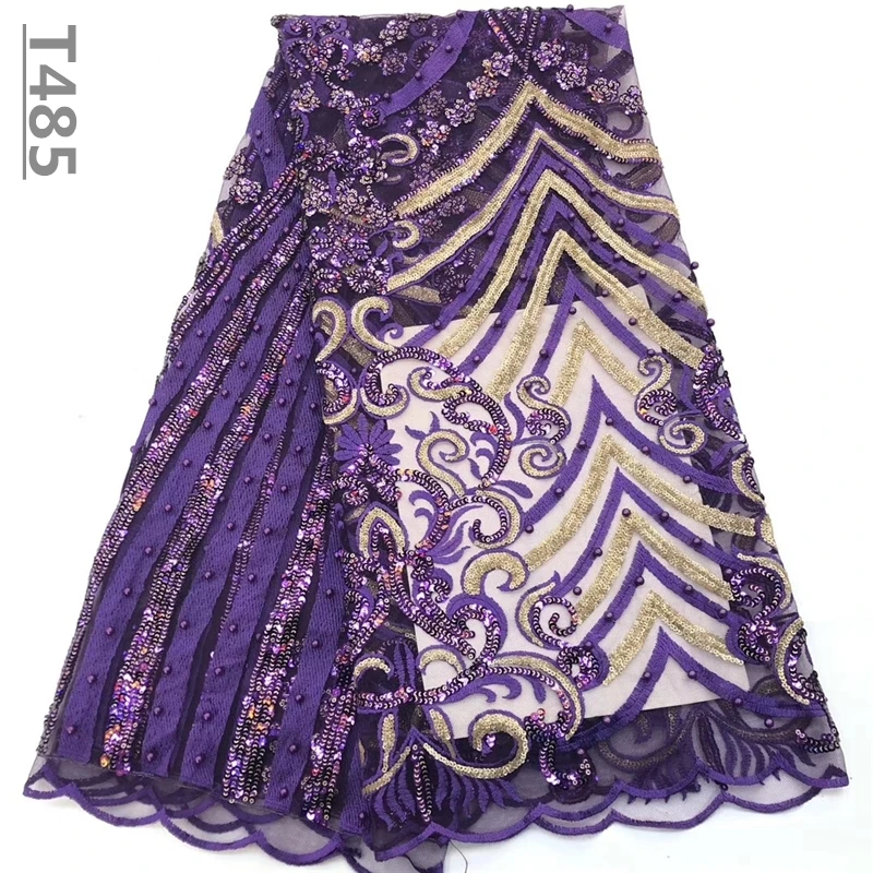 2018 High Quality Embroidery African Lace Fabric Tulle Beaded Net French Guipure Material Sky Blue Nigerian Fabrics | Дом и сад