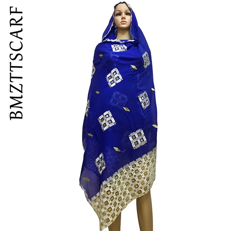 Африканские женские шарфы мусульманская вышивка женский хлопок большой шарф для