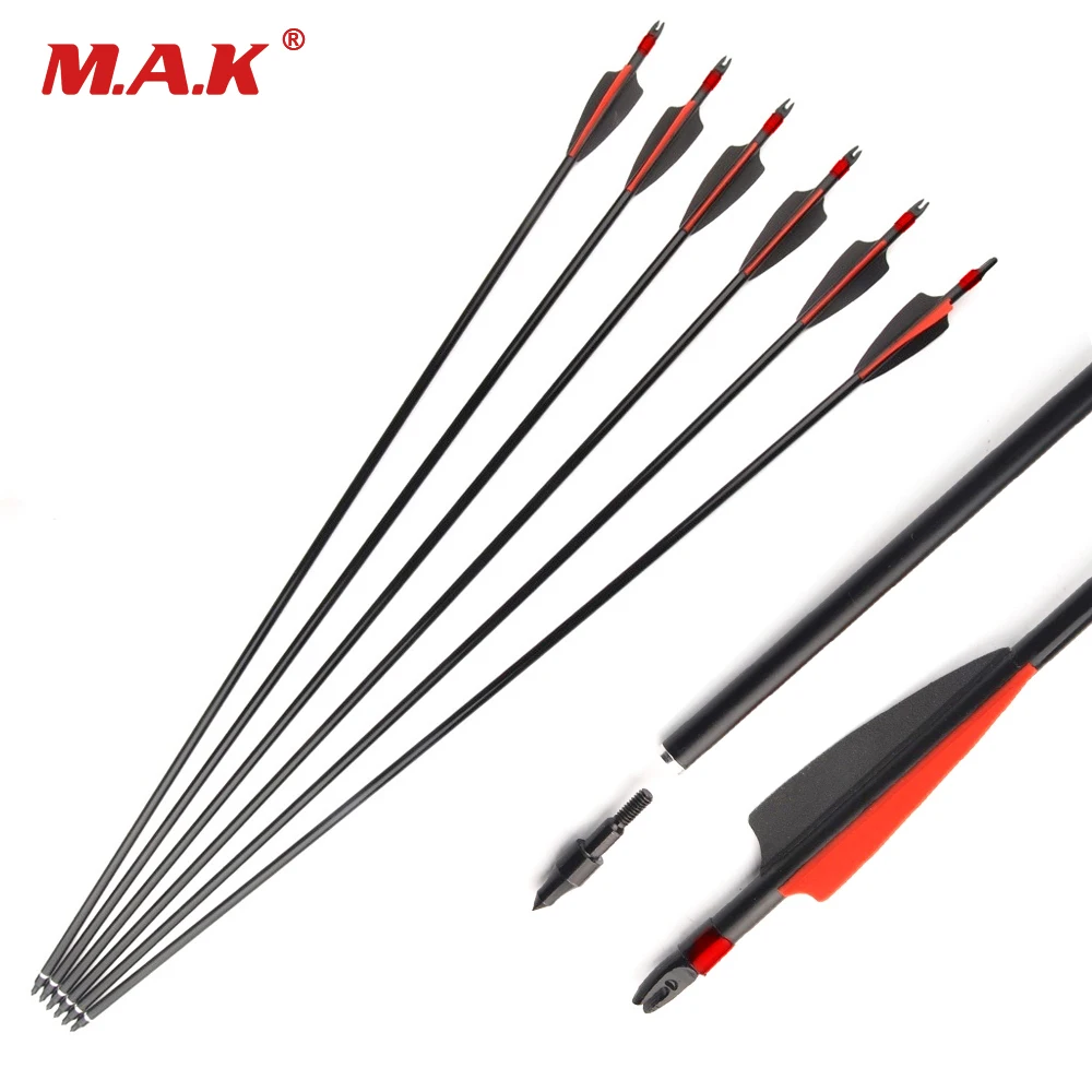 

US DE 30 inches Fiberglass Arrows Diameter 8mm Spine 500 with Explosion-proof for Compound Recurve Bow Archery Shooting