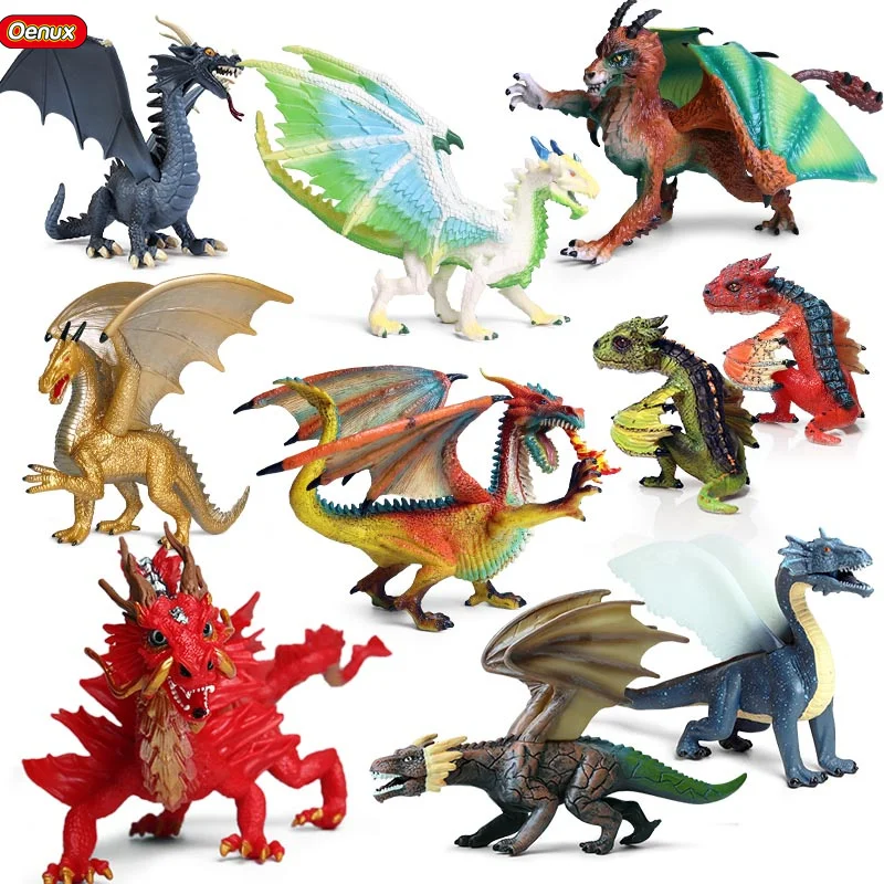 

Oenux Original Savage Magic Dragon Simulation Chinese Dragon Smaug Action Figures Pvc Lifelike Figurines Education Kids Toy Gift