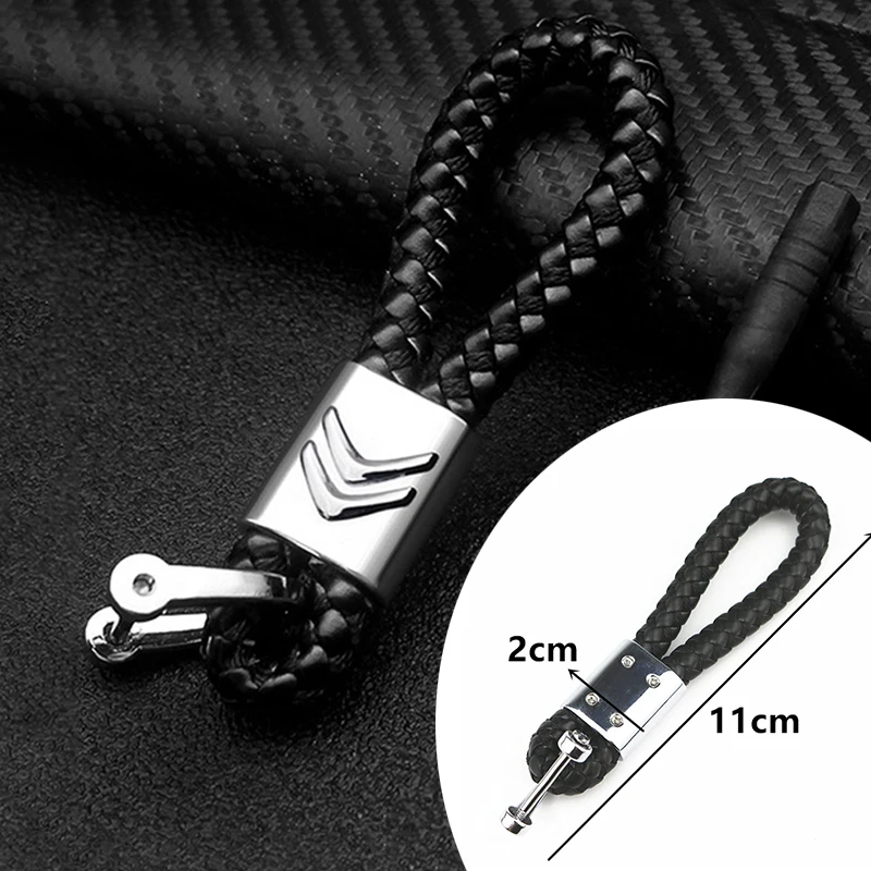 

Leather Car Braided Rope Key Chain Auto Logo Keychain Metal Alloy Key Ring Holder Decoration For Citroen C4 C1 C5 C3 C6 C8 Etc