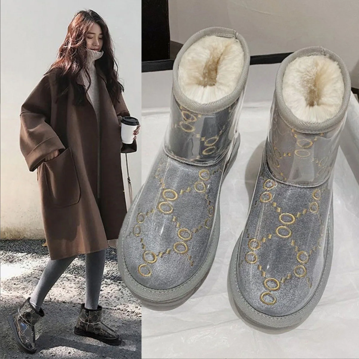 

2022 Winter Boots Women Waterproof Snow Women Shoes Flat Casual Winter High Cylinder Shoes Ankle Boots for Women Fashion Shoes