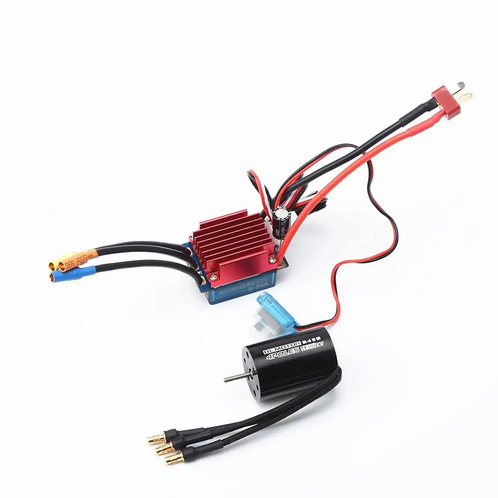 Бессенсорный бесщеточный двигатель RC 2435 3300kv 4500kv 4800kv 4p с 35a бесщеточным Esc для 1/16 1/18