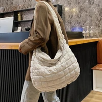 2021 new winter soft down fabric shoulder bag branded quality womens designer big capacity underarm pack large female purses