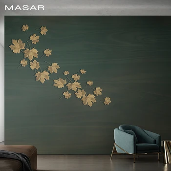 MASAR Original simple yellow maple leaf mural bedroom bedside living room dining hall hall background wall wallpaper fluid