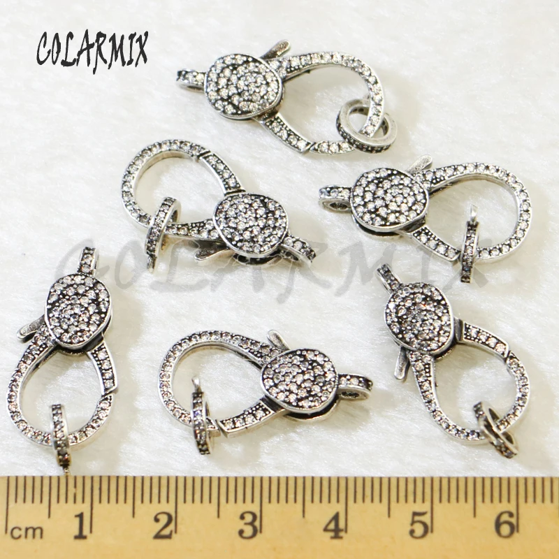 

8 Pcs Zircon Lobster buckle Retro Retro clasp Jewelry accessory big clasp Copper buckle pendant for lady 5994
