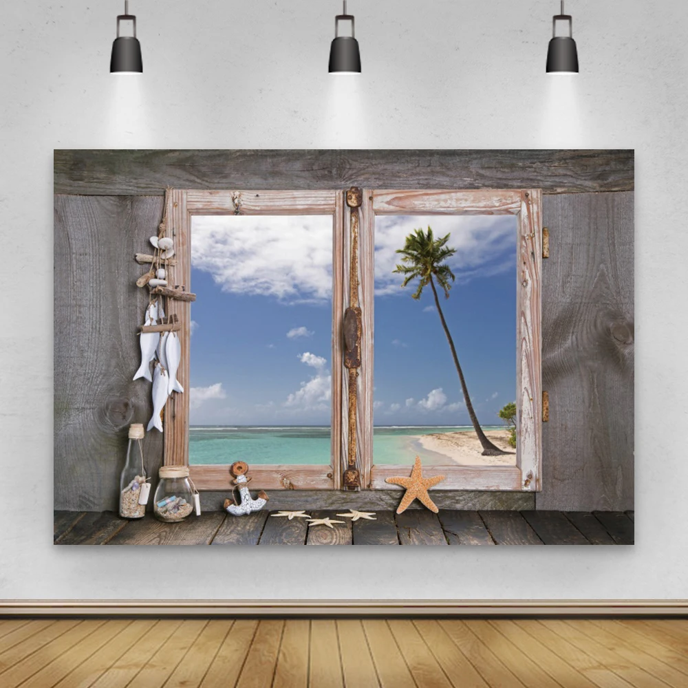 

Laeacco летние фоны для фотосъемки с морскими рыбками, морскими звездами, пальмами, тропическими пейзажами, фоны для фотостудий