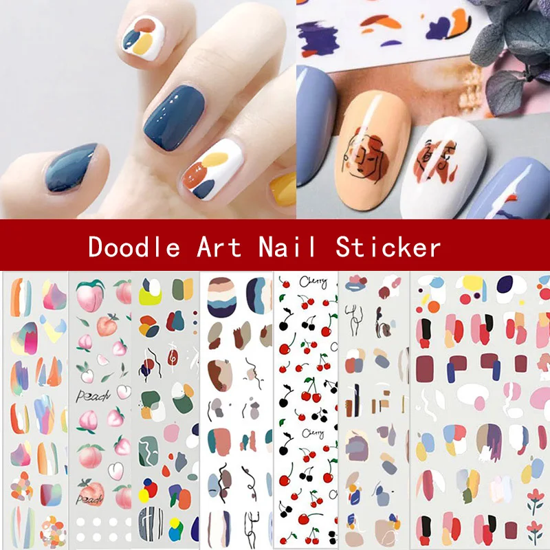 

One Piece Of Cute Nail Sticker Art Graffiti Waterproof Lasting Decorative Nail Art Cartoons Lovely Painted