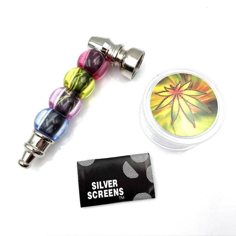 Трубка для табака цветные бусины съемная металлическая трубка с пластиковой