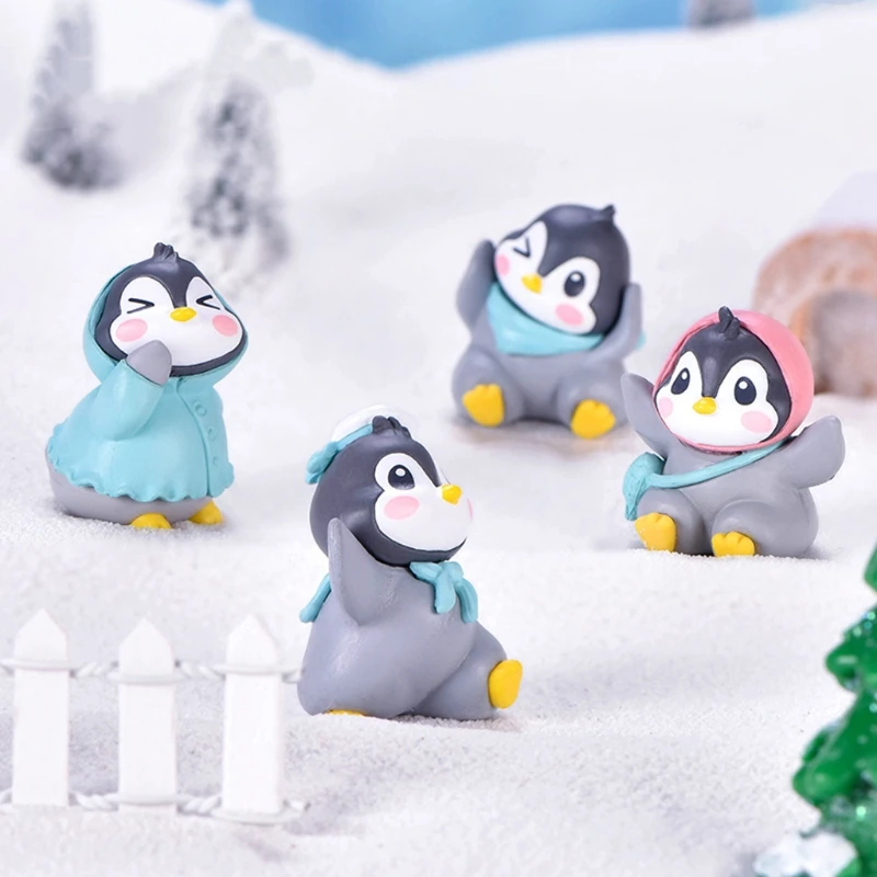 

Mini Penguin Interactive Realistic Frosted Simulation Penguin Model Miniature Figure Room Potted Plant Ornament