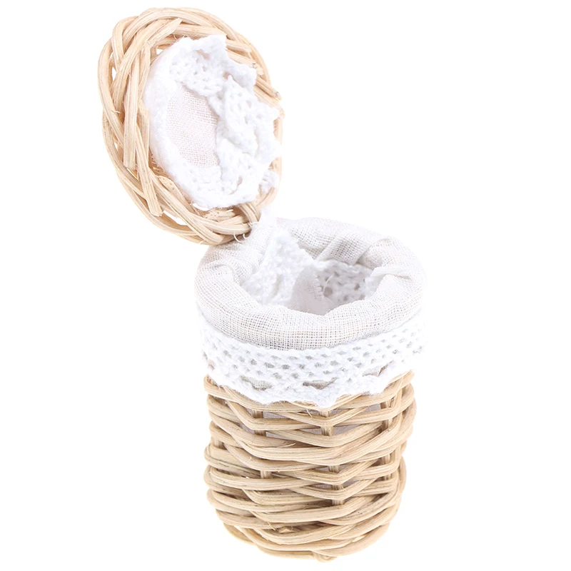 

New 1/12 Dollhouse Miniature Handmade Bamboo Basket Doll House Decor Ornaments