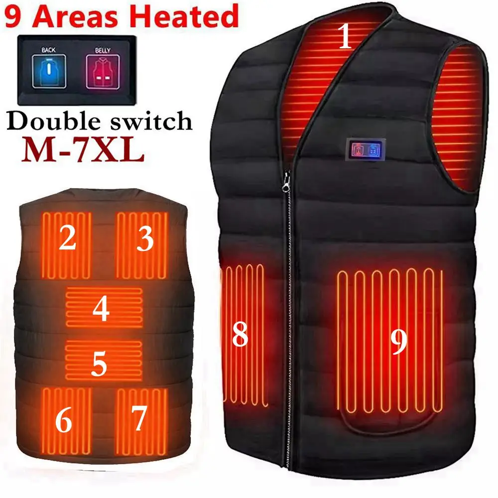 

Men Autumn Winter Cotton Smart Heated Vest Infrared Electric Heated USB Vest Women Outdoor Flexible Warm Winter Jacket