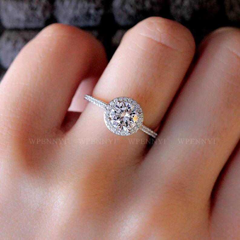 Высокое качество супер 3.5ct обручальные Серебряные Кольца цвет 10 мм сверкающий прозрачный кубический цирконий Кристалл Женское Обручальное кольцо