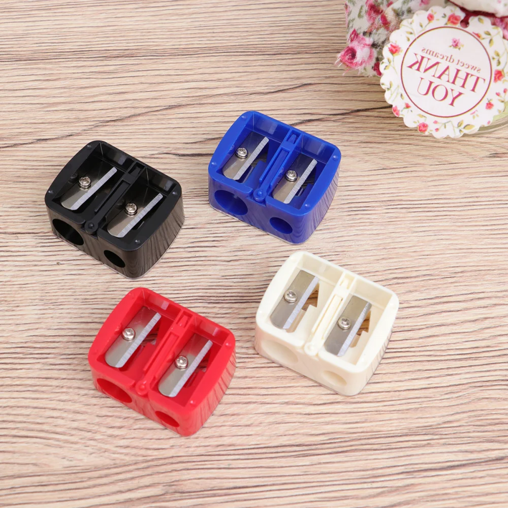 

12 Pcs Pencil Sharpener Transparent Lid Dual Hole Manual Pencil Sharpener for School Home Office (Red+Blue+Black+Beige)