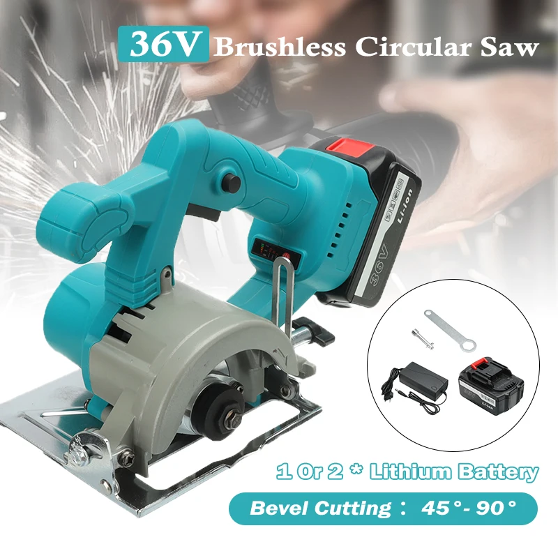 2 In 1 Cordless Electric Circular Saw With 2pcs Battery Plunge Cut Track Cutting Wood Metal Tile Cutter Electric Saw Power Tool