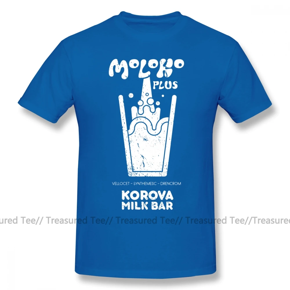 Blue Заводная оранжевая футболка Moloko Plus A Clockwork оранжевая Футболка модная Милая футболка с коротким рукавом 100 хлопок мужская футболка с принтом - Цвет: Blue