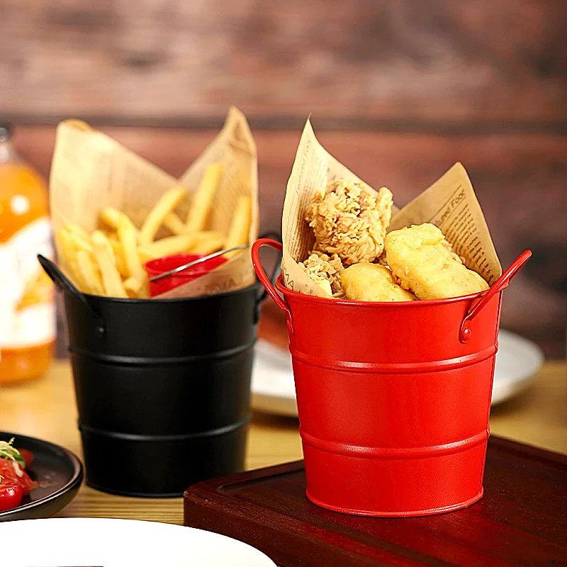 

New 600ml Western Restaurant Bar Ice Bucket Seafood Bucket Coffee Shop Mini Fries Binaural Snack Ice Bucket Fried Chicken Bucket