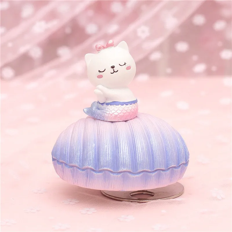 Музыкальная шкатулка с изящными розовыми кошками русалочкой милой котенок