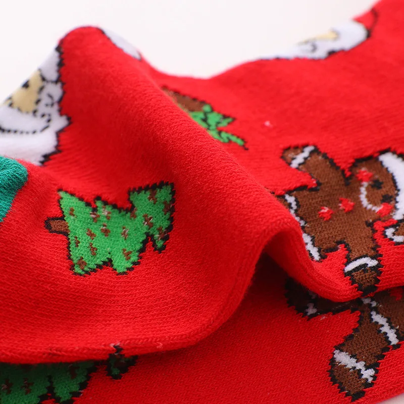 Носки женские из чесаного хлопка с принтом оленя снеговика | Женская одежда