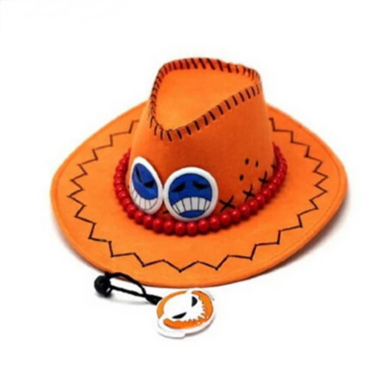 

Takerlama One Piece Portgas D ace Cowboy Hat Cosplay Hats Pirates Cap Suede Costume Hat