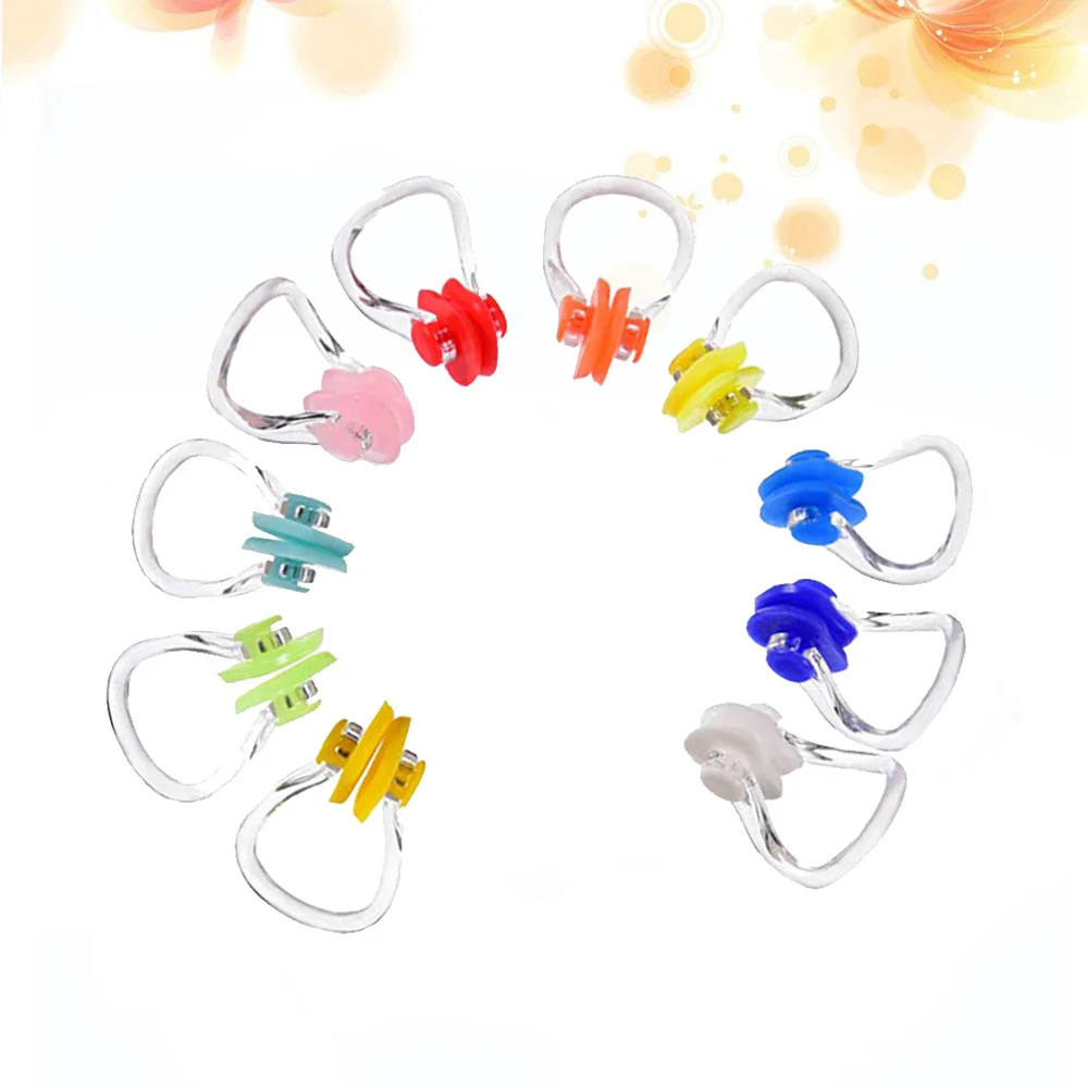 

10PCS Comfortable Silicone Swimming Nose Clip Reusable Surfing Diving Swim Nose Clips for Adults Children(Random Color)