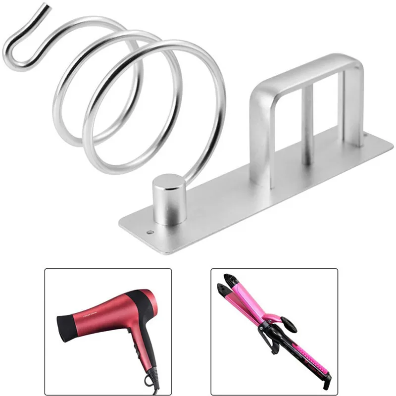 

Metal Wall Mounted Hair Dryer Holder Bathroom Hair Straightener Storage Rack Aluminum Hair Dryer Stand Storage Rack for Bathroom