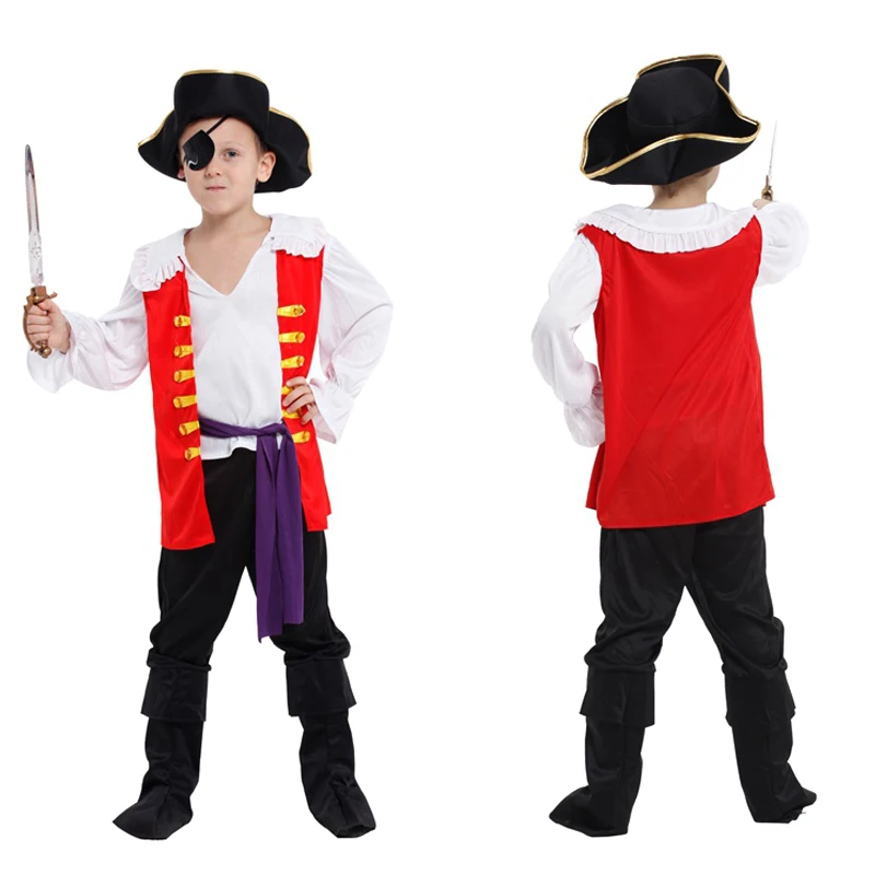 

Halloween pirate ninja cosplay kids suit costme anime long sleeve hat slim thin high quality polyester material