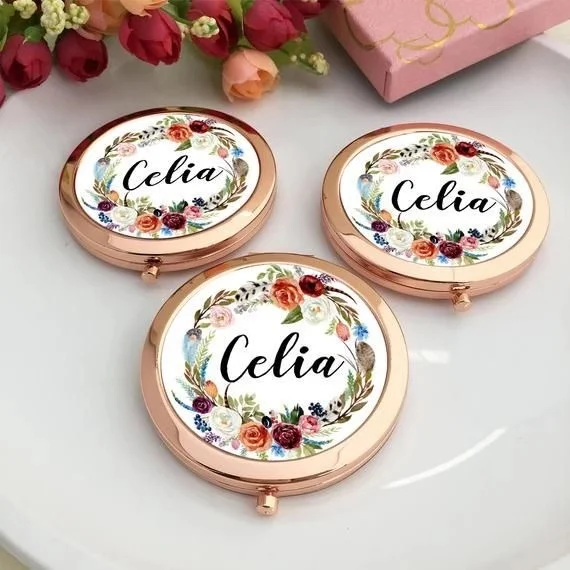 1 шт. Персонализированные Свадебные логотип складное макияжное зеркало