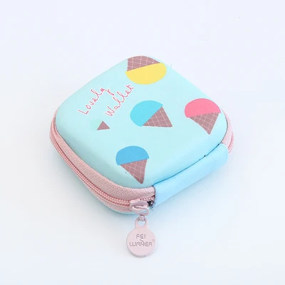blue ice cream PURDORED 1 шт. Портативный мини для наушников с изображением персонажей из мультфильма органайзер, сумка, карман цифровой USB кабель упаковочный мешок для путешествия аксессуары organizadores - Цвет: blue ice cream