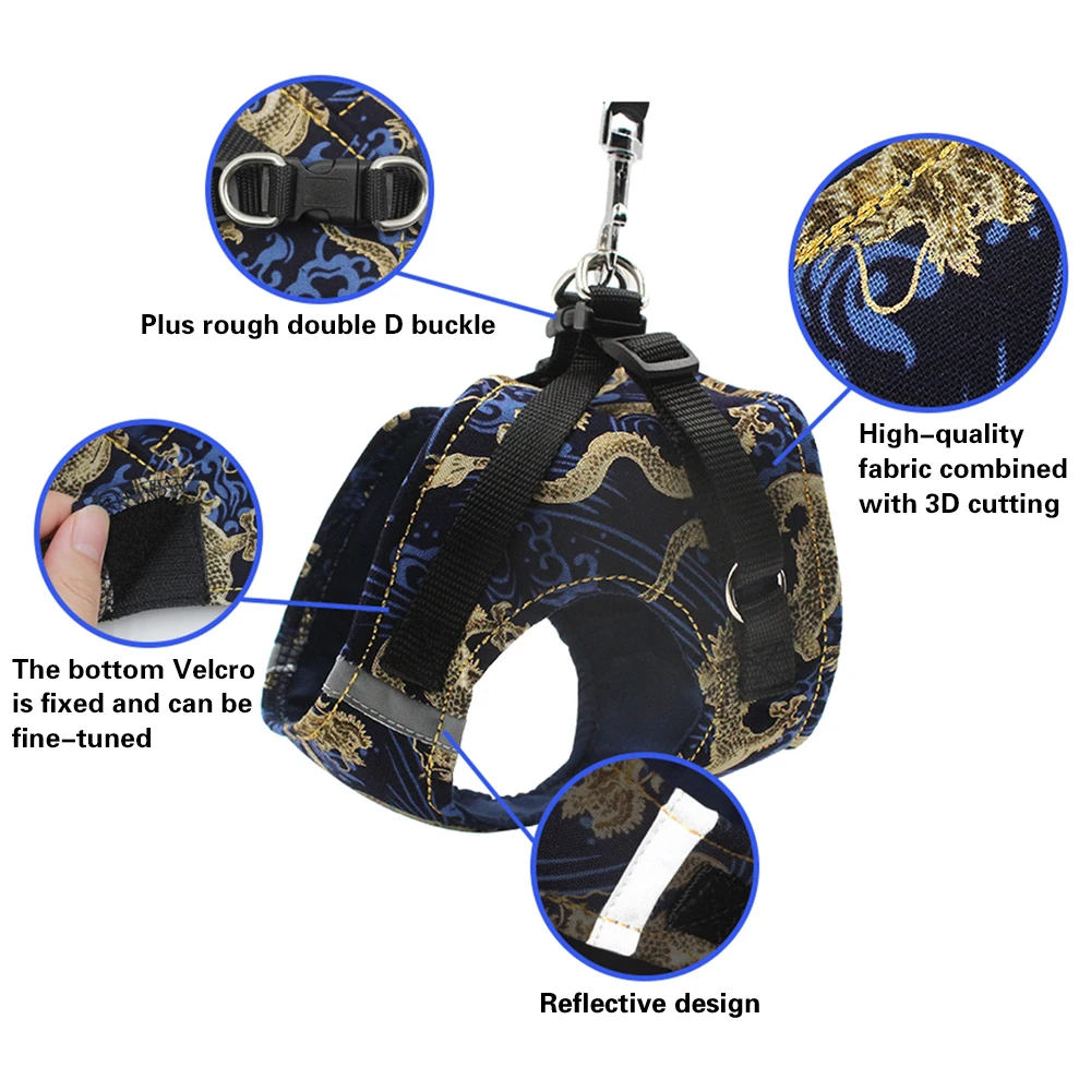 Нейлоновая кошка шлейка для собаки поводок светоотражающий регулируемый шлея