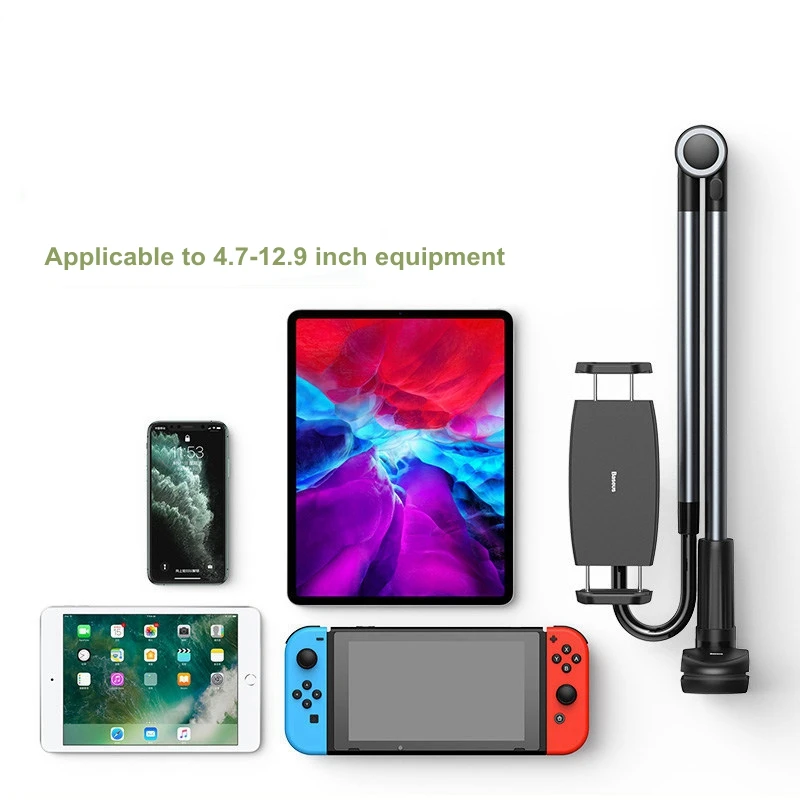 Universal Lazy Phone Tablet Tableside Bedside Clip Foldable Rotatable Long Arm Bracket 360 Degree Adjustable Stand Holder