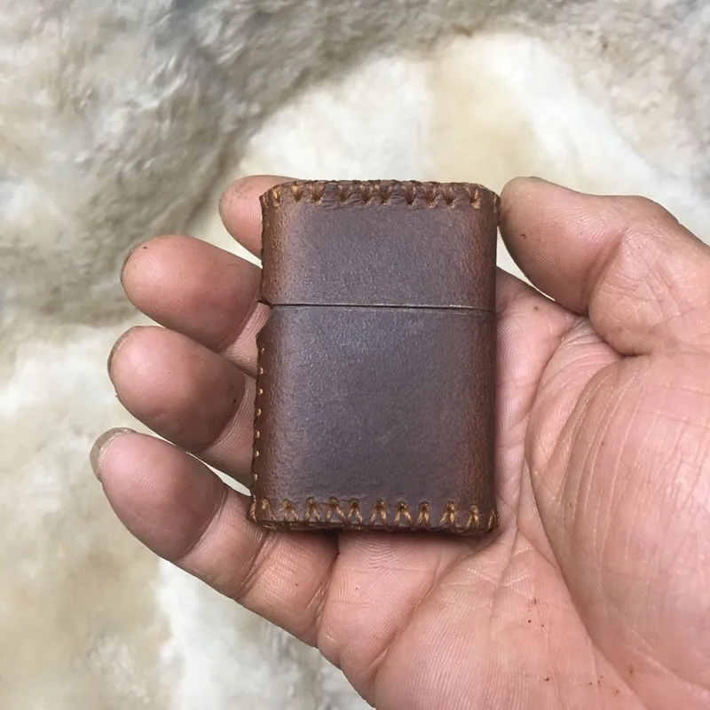 

Hand-stitched 55×37×12mm Cowhide Leather Protective Sleeve Lighter Holster for Zippo Zorro lighter Cover