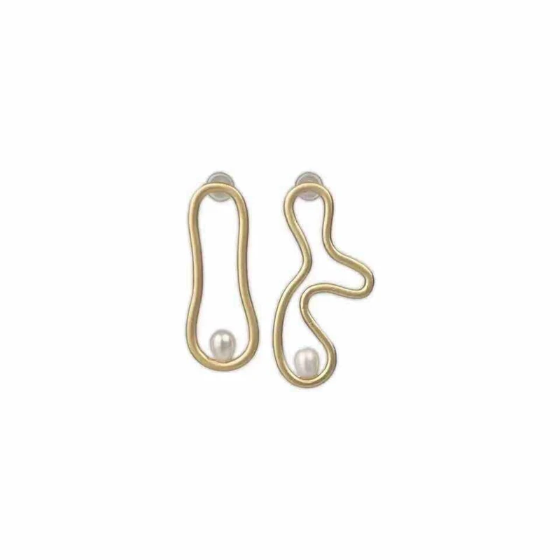 Korean New Fashion Vintage Style Gold Metal Geometric Square Dangle Earrings For Female Personality Pearl Daily Accessories | Украшения и
