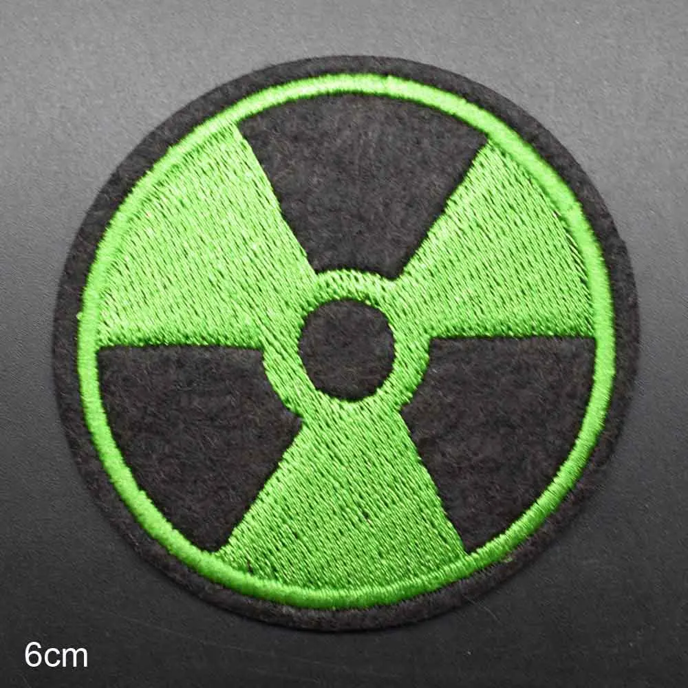 Желто-зеленый знак ядерной радиации вышитые нашивки для одежды наклейки оптовая
