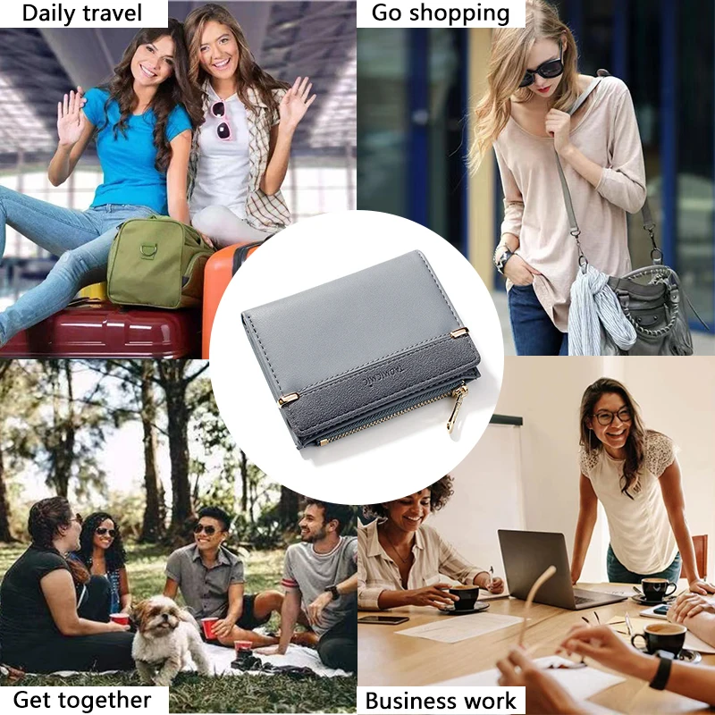 

FACTOO Ladies Coin purse Mini Bag Fashion Zipper Buckle Hand Support Girl Small Card Bag PU Leather Frosted Stitching Multicolor