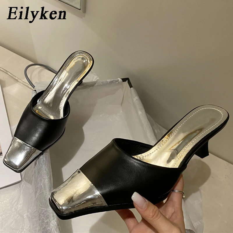 

Eilyken/Новые летние женские шлепанцы с квадратным носком; Модные разноцветные шлепанцы без застежки; Женские шлепанцы на низком каблуке; Обув...